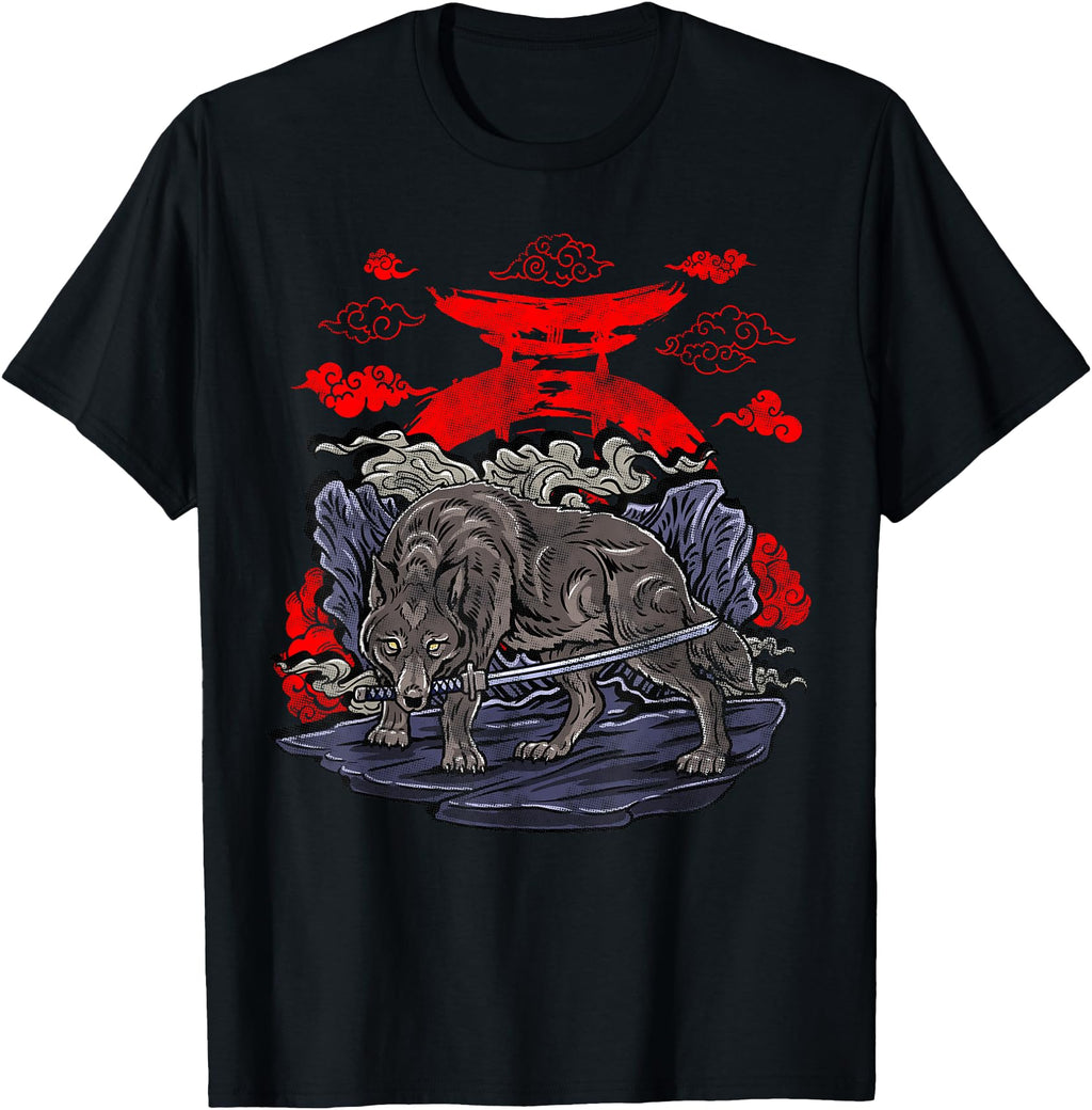 Exclusive Wolf Katana Japanese Wolf Art Hoodie - Novelty Apparel Men Women - T-Shirt, Sweatshirt, Hoodie
