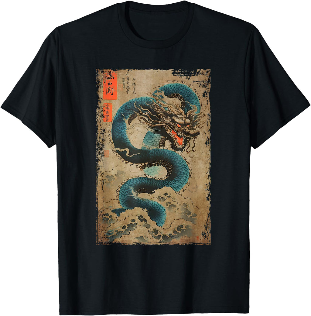 Handcrafted Japanese Dragon And Great T-Shirt - Minimalist Print Unisex - T-Shirt, Sweatshirt, Hoodie