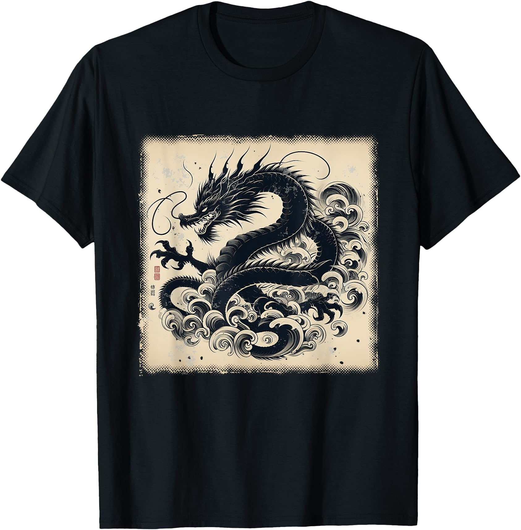 Japanese Black Dragon Chinese Aesthetic Hoodie - Streetwear Style Unisex - T-Shirt, Sweatshirt, Hoodie