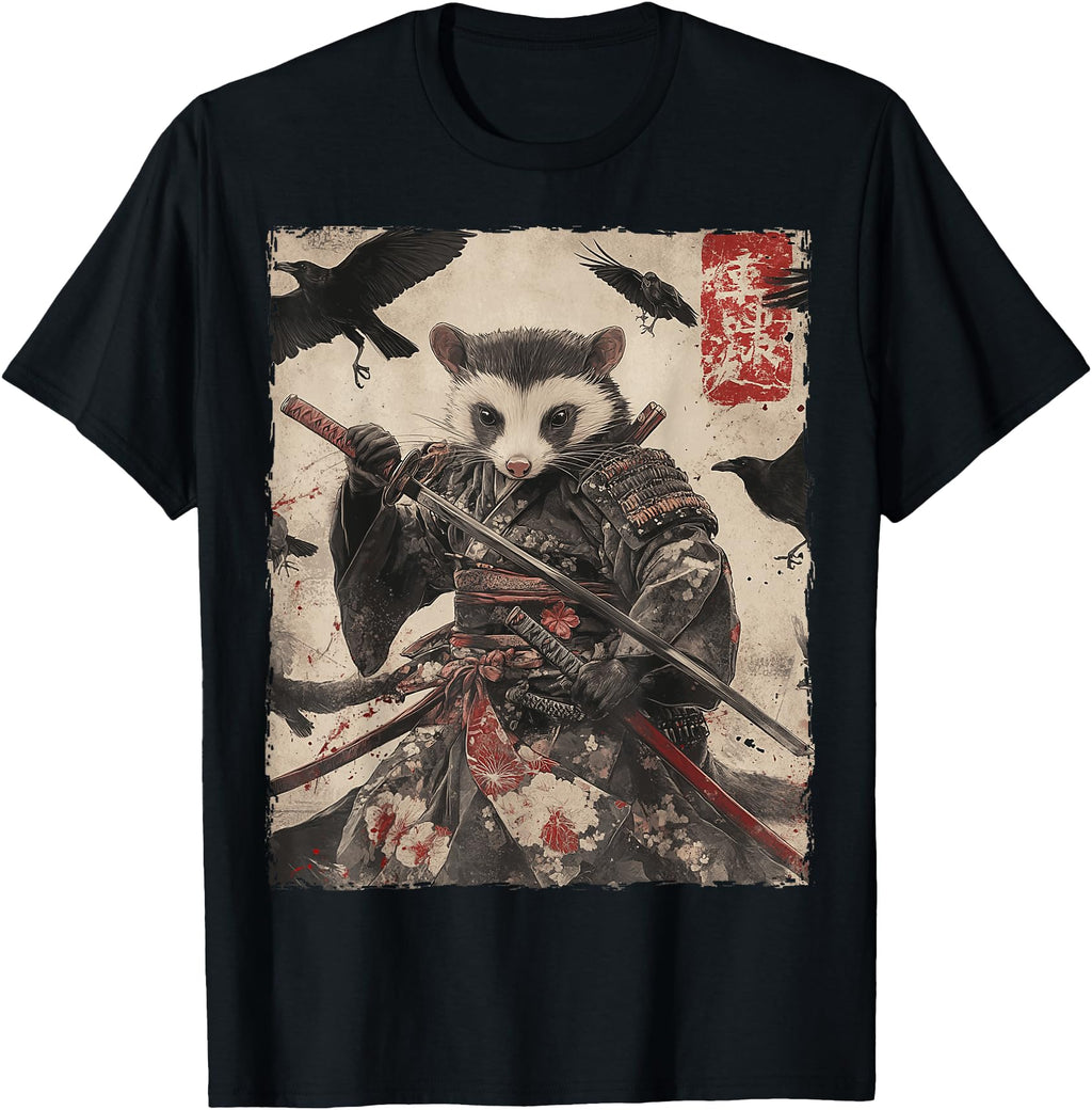 Exclusive Opossum Possum Samurai Japanese T-Shirt - Trendy Graphic Unisex - T-Shirt, Sweatshirt, Hoodie