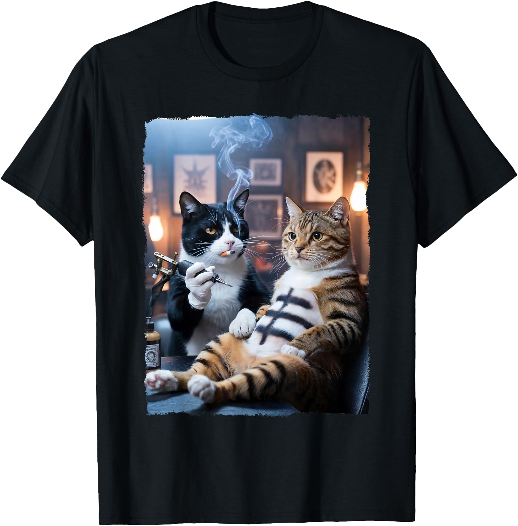 Handcrafted Cat Tattooing Cat Meme Inked T-Shirt - Unique Graphic Unisex - T-Shirt, Sweatshirt, Hoodie