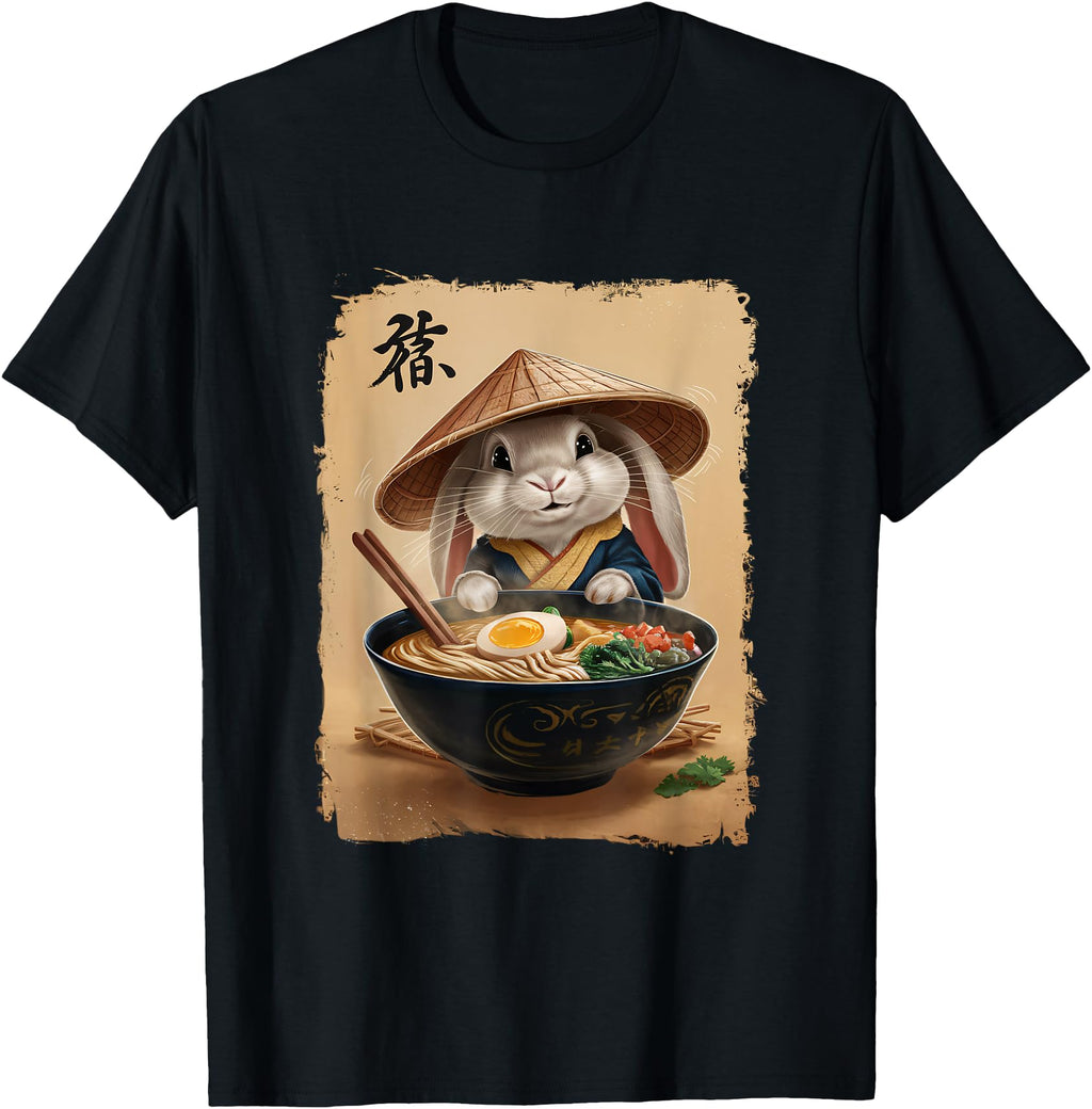 Bunny Kawaii Eating Ramen Japanese Hoodie - Streetwear Style Men Women - T-Shirt, Sweatshirt, Hoodie