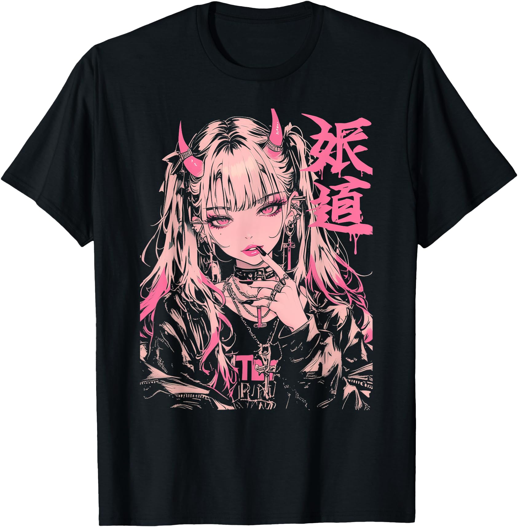Handcrafted Goth Grunge Demon Anime Sweatshirt - Trendy Graphic for Adults - T-Shirt, Sweatshirt, Hoodie