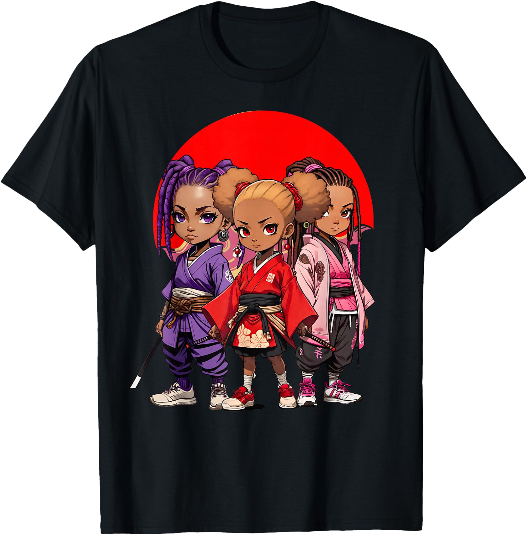 Exclusive Samurai Anime Afro Japanese T-Shirt - Fun Novelty Design Unisex - T-Shirt, Sweatshirt, Hoodie