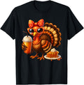 Turkey Drinking Coffee Bow Thanksgiving Sweatshirt - Unique Graphic Unisex - T-Shirt, Sweatshirt, Hoodie