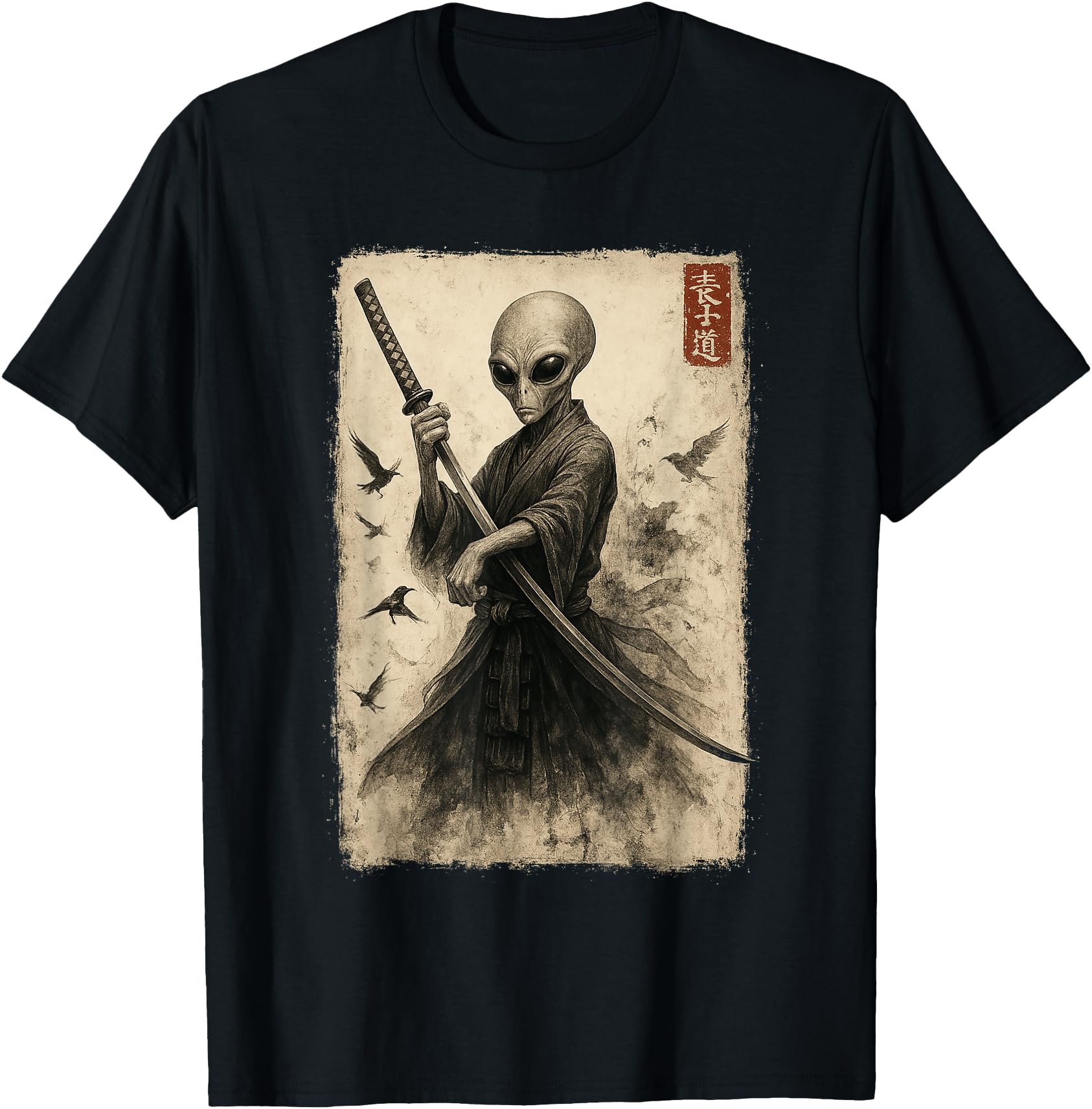 Original Samurai Ninja Alien Sweatshirt - Minimalist Print Men Women - T-Shirt, Sweatshirt, Hoodie