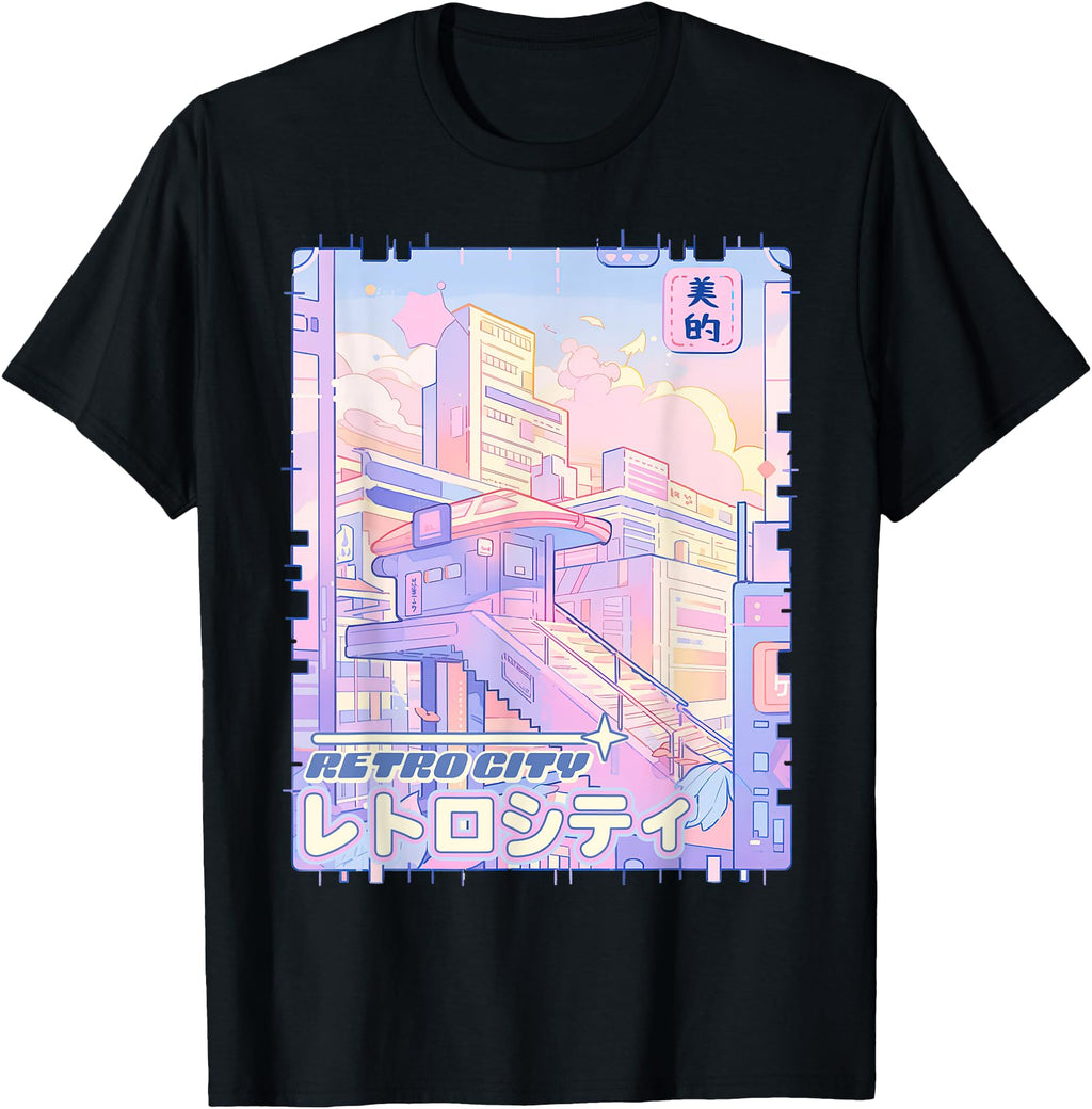 Authentic Y2K City Pop 90S Anime Pastel T-Shirt - Custom Art Print Unisex - T-Shirt, Sweatshirt, Hoodie