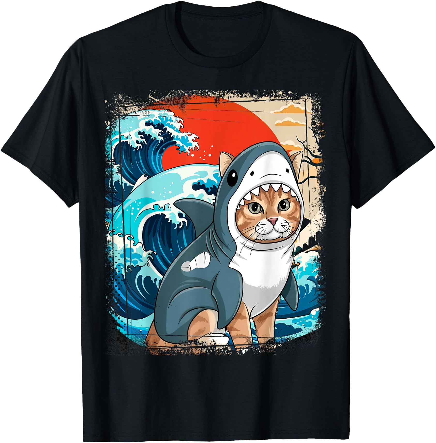 Japanese Art And Japan Shark Cat Artist T-Shirt - Streetwear Style Unisex - T-Shirt, Sweatshirt, Hoodie