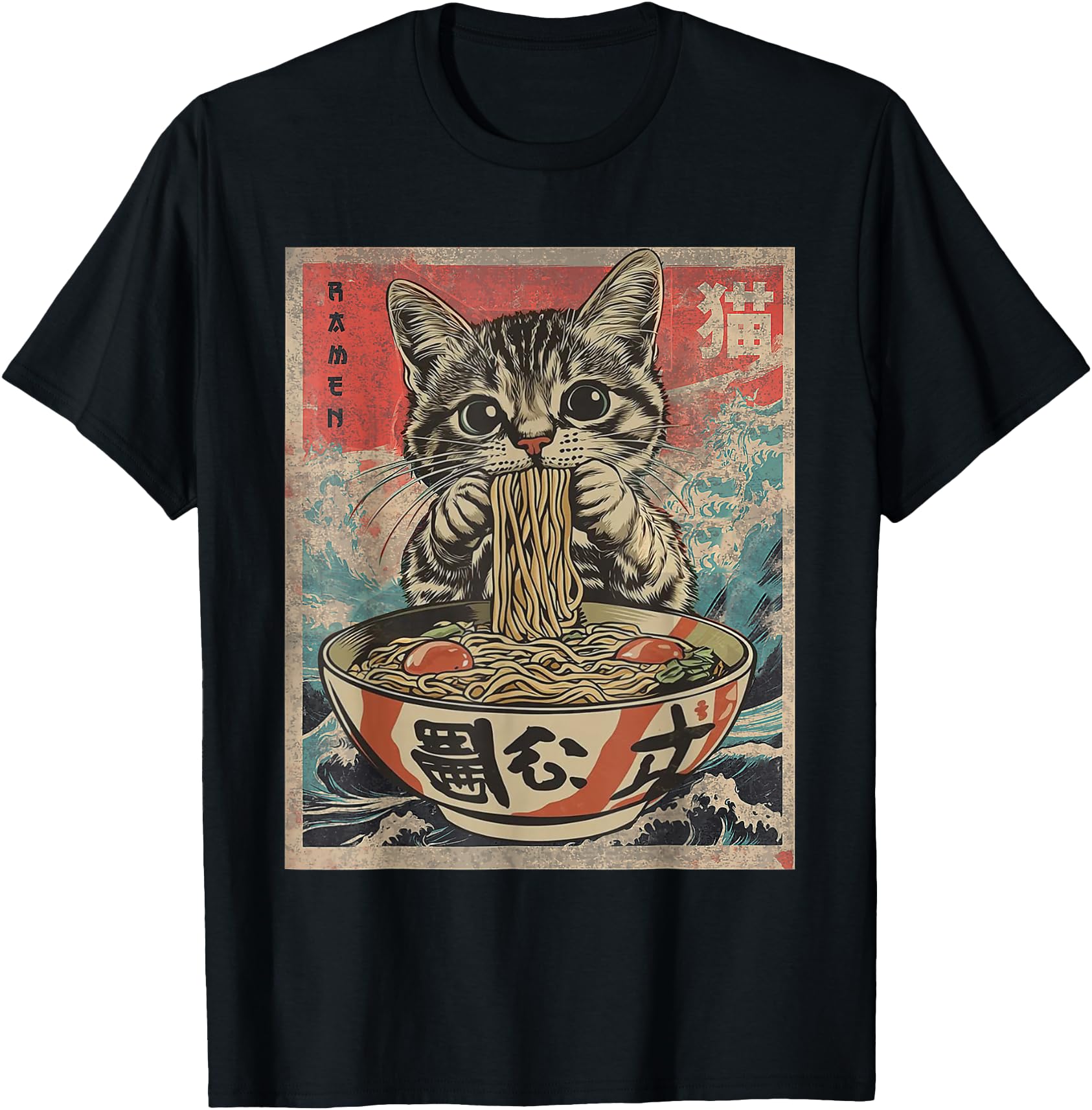 Handcrafted Cat Ramen Noodles Sweatshirt - Trendy Graphic for Adults - T-Shirt, Sweatshirt, Hoodie