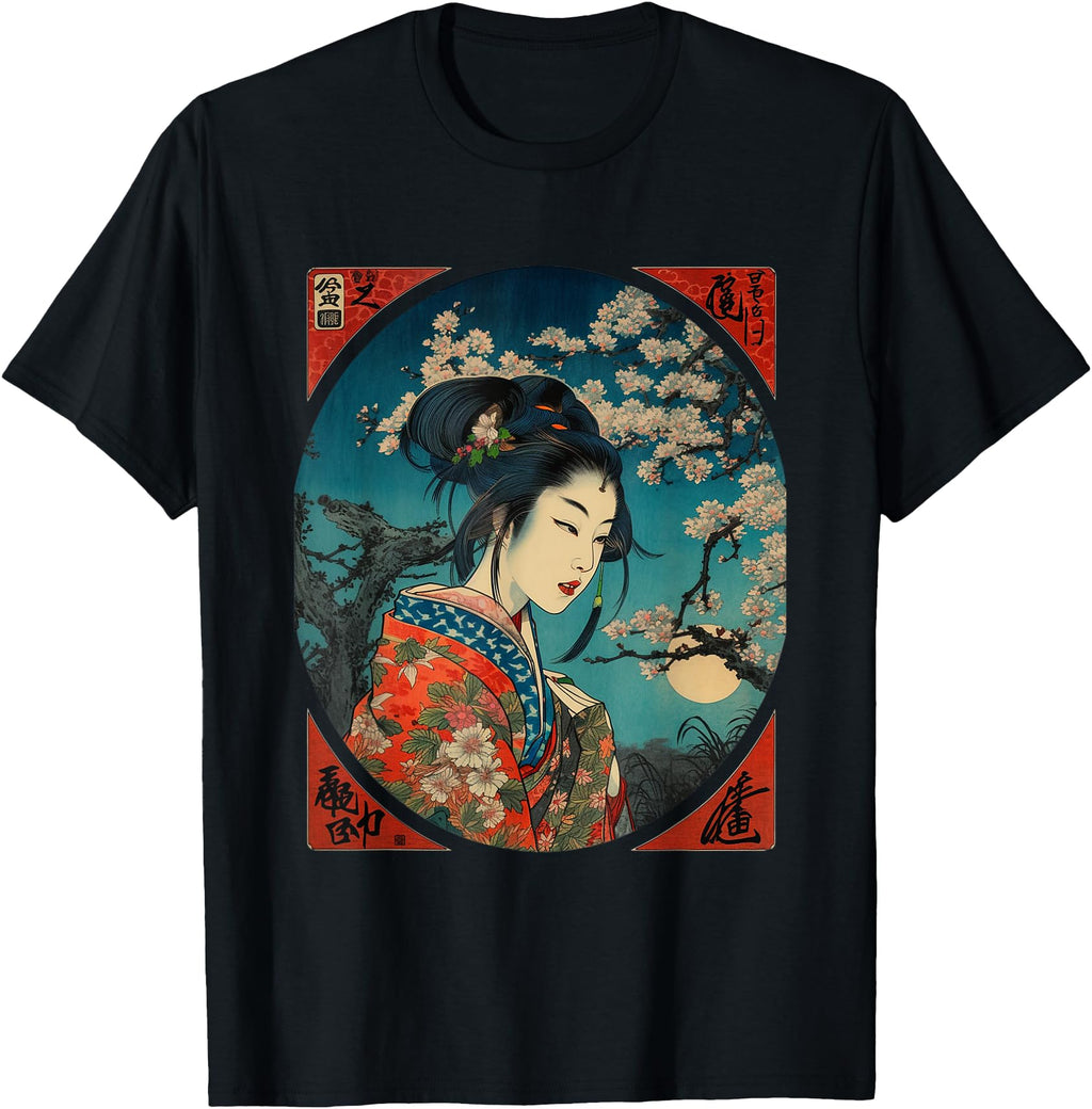 Authentic Geisha Cherry Blossom Hoodie - Casual Everyday Wear Men Women - T-Shirt, Sweatshirt, Hoodie