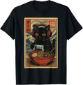Kawaii Gamer Cat Ramen Japanese Cat Gaming Hoodie - Graphic Print Men Women - T-Shirt, Sweatshirt, Hoodie