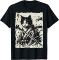 Japanese Ink Cat Warrior Katana Art Artist Hoodie - Streetwear Style Unisex - T-Shirt, Sweatshirt, Hoodie