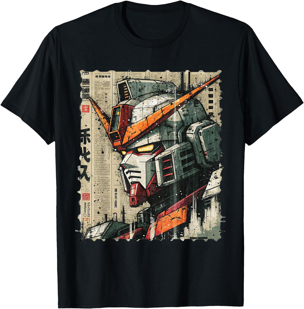 Original Japanese Mecha Robot Head T-Shirt - Aesthetic Graphic for Adults - T-Shirt, Sweatshirt, Hoodie