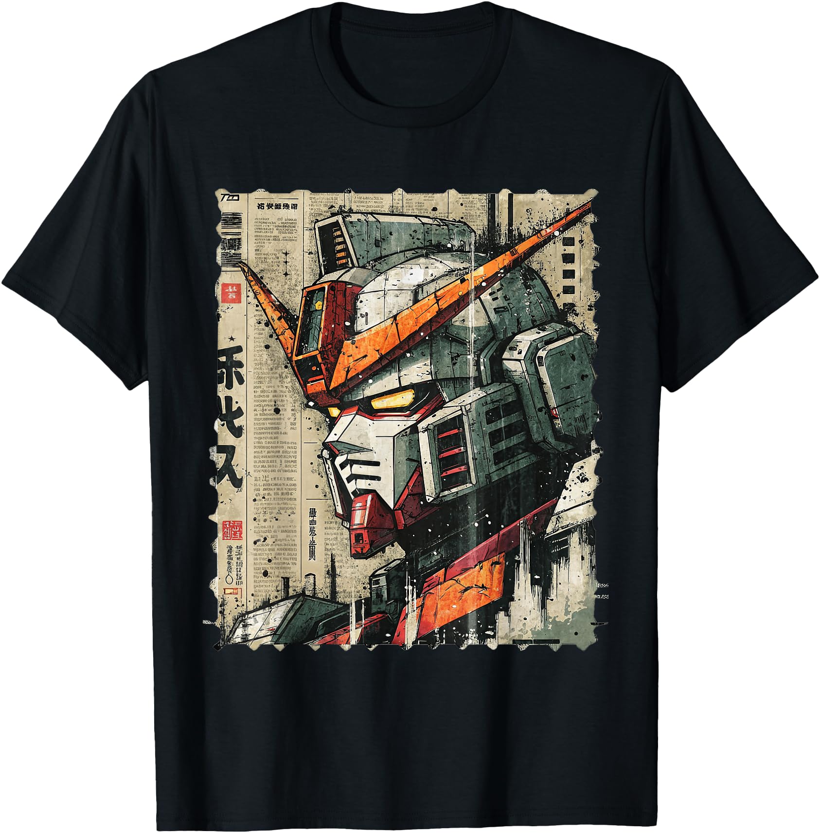 Original Japanese Mecha Robot Head T-Shirt - Aesthetic Graphic for Adults - T-Shirt, Sweatshirt, Hoodie