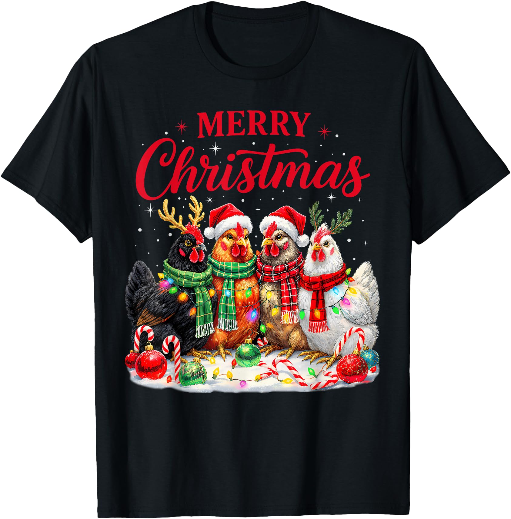 Handcrafted Chicken Lights Santa Sweatshirt - Fun Novelty Design Unisex - T-Shirt, Sweatshirt, Hoodie