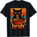 Handcrafted Bruh Cat Eating Ramen T-Shirt - Trendy Graphic Men Women - T-Shirt, Sweatshirt, Hoodie