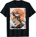 Ninja Cat Riding Tiger Japanese Sweatshirt - Minimalist Print for Adults - T-Shirt, Sweatshirt, Hoodie