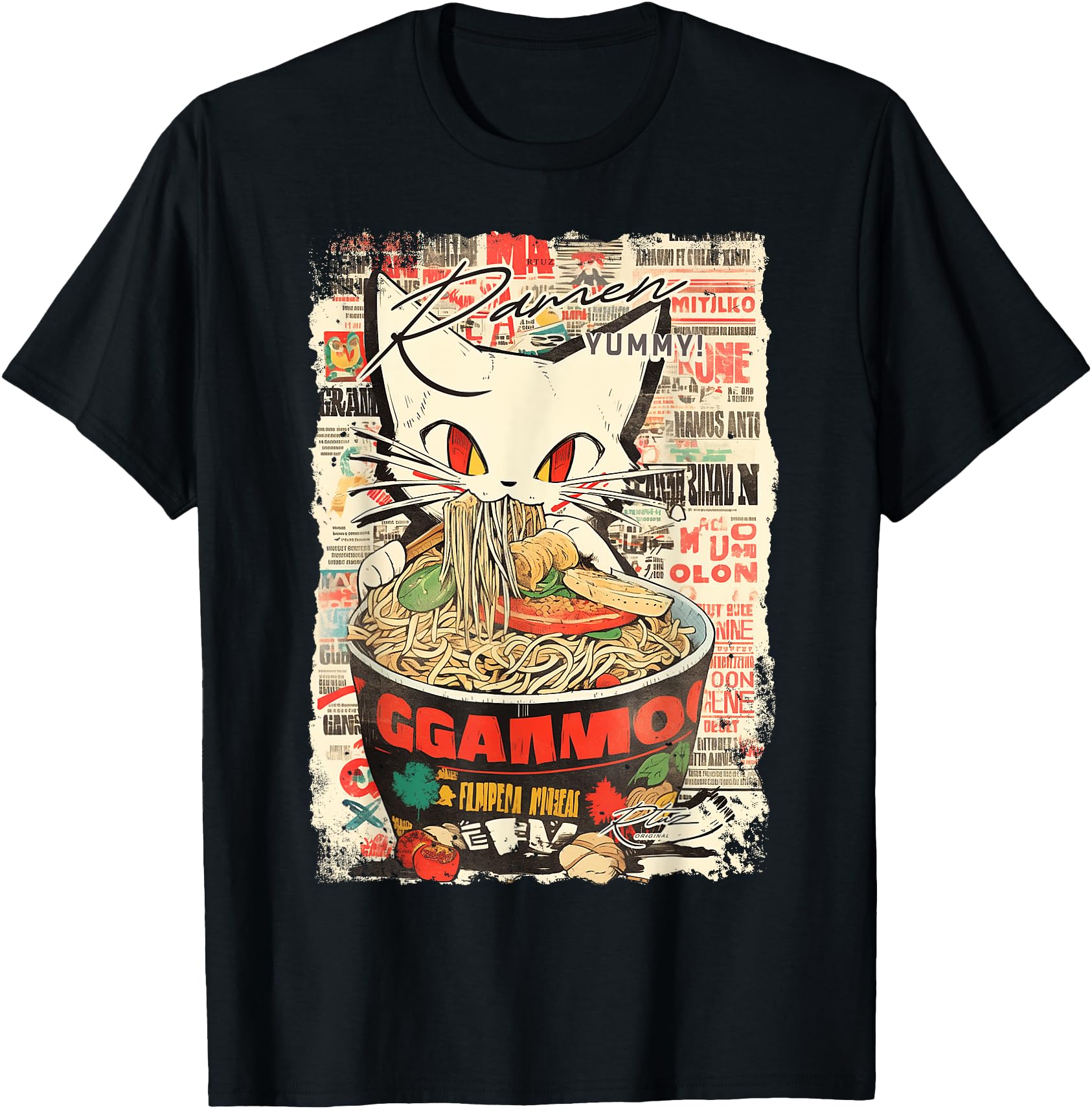 Ramen Noodles Cat Japan Y2K Kawaii Cats Hoodie - Trendy Graphic Men Women - T-Shirt, Sweatshirt, Hoodie