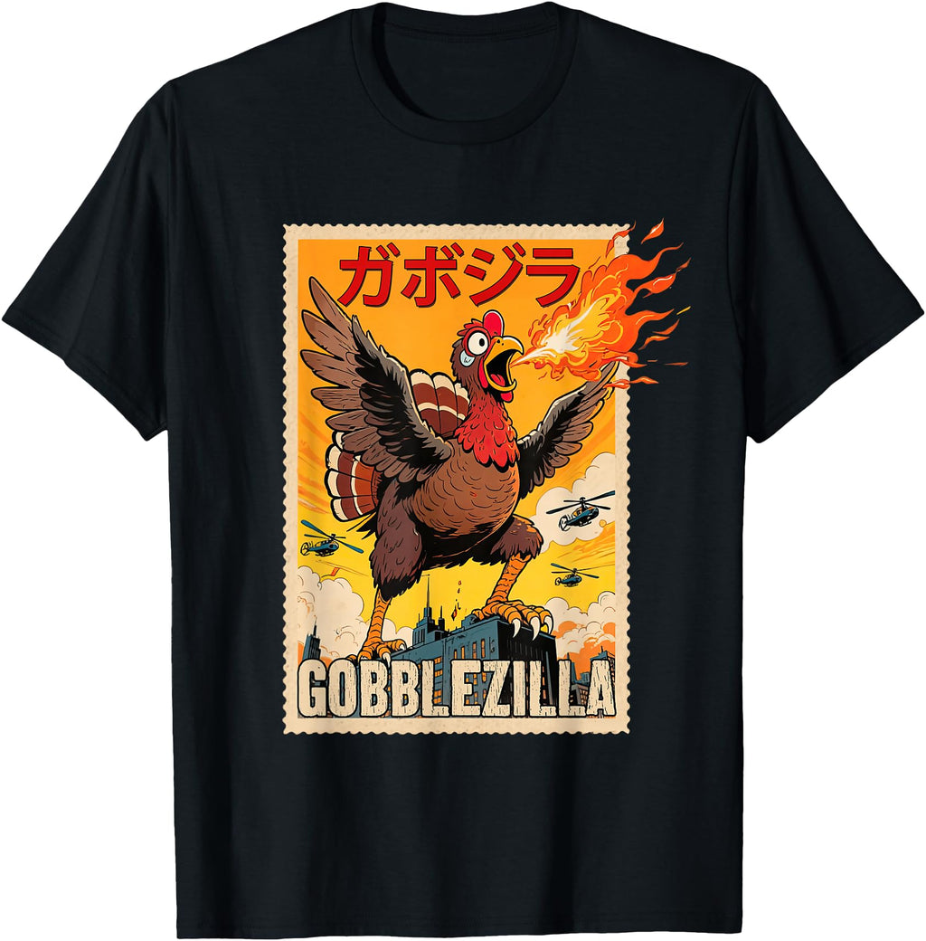 Gobblezilla Thanksgiving Turkey Sweatshirt - Graphic Print Men Women - T-Shirt, Sweatshirt, Hoodie