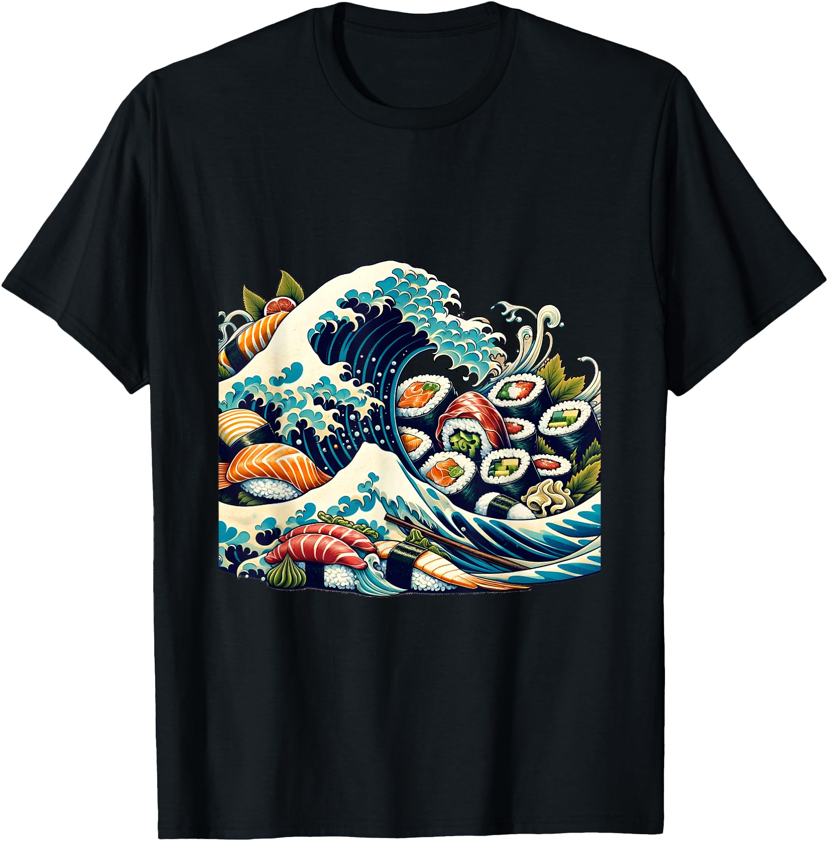 Authentic Sushi Wave Tees Great Sushi T-Shirt - Unique Graphic for Adults - T-Shirt, Sweatshirt, Hoodie
