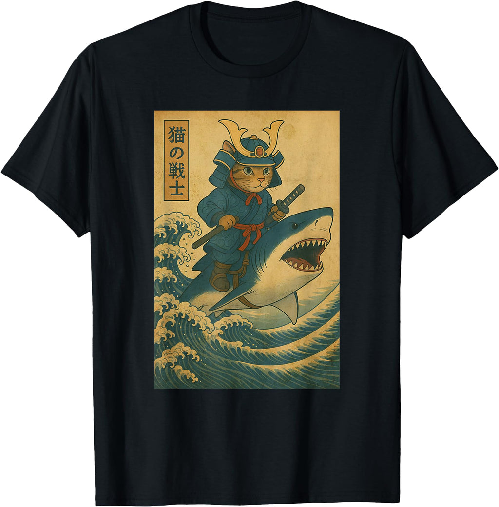 Authentic Anime Cat Japanese Samurai Hoodie - Streetwear Style for Adults - T-Shirt, Sweatshirt, Hoodie