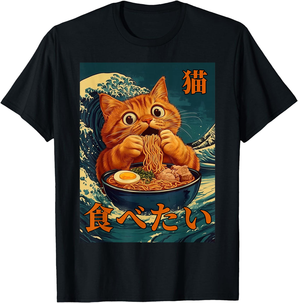 Authentic Cat Ramen Japanese Art Teens Hoodie - Fun Novelty Design Unisex - T-Shirt, Sweatshirt, Hoodie