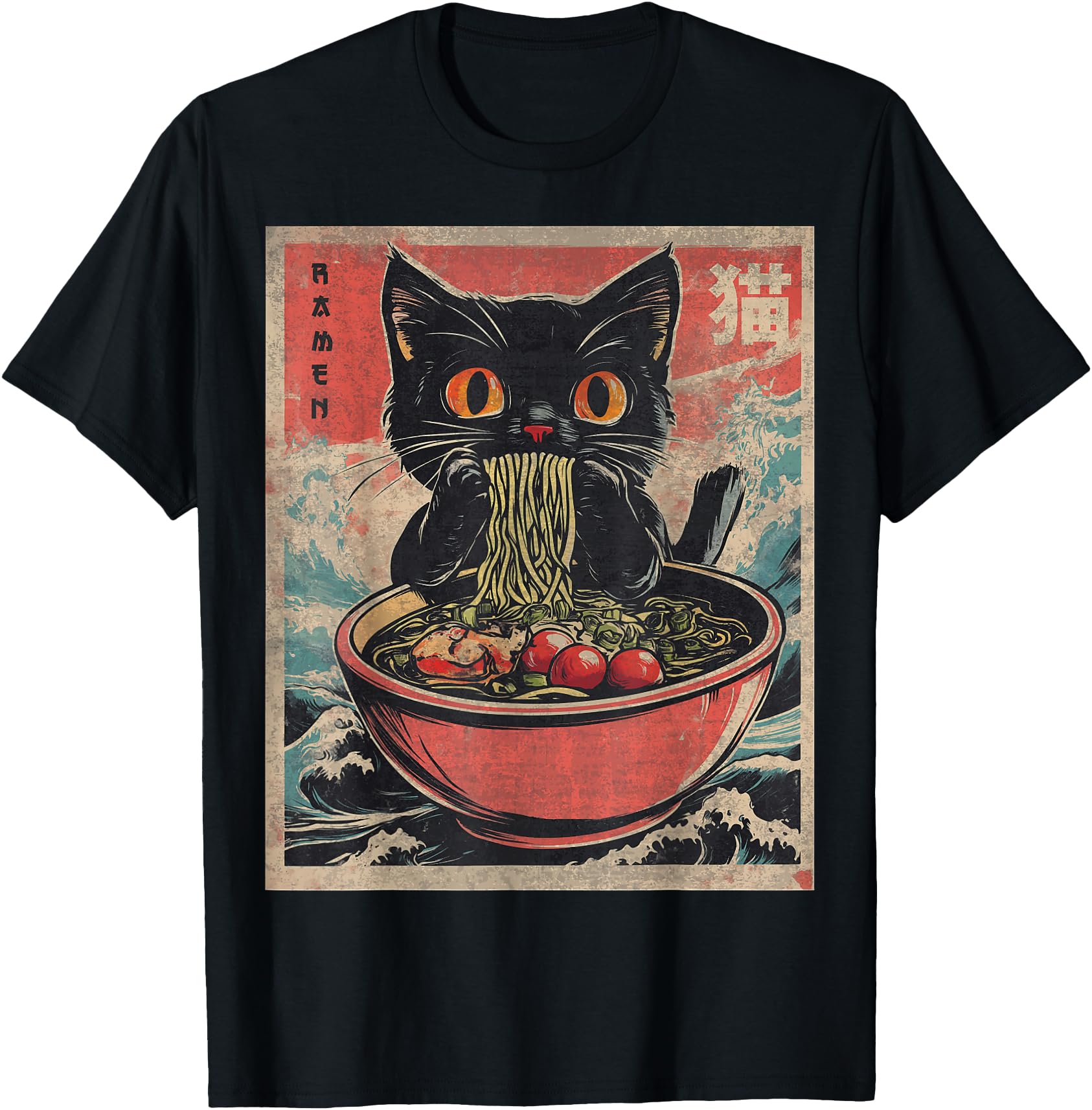 Original Anime Cat Ramen Noodles Anime Hoodie - Minimalist Print Unisex - T-Shirt, Sweatshirt, Hoodie