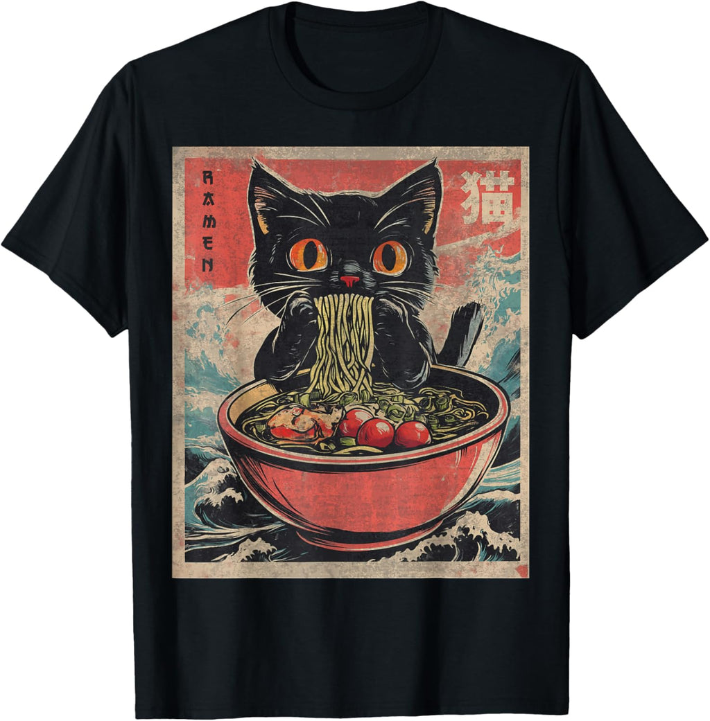 Unisex Anime Cat Ramen Japanese Funny Graphic Kawaii - Adult & Kids T-Shirts, Sweatshirts & Hoodies apparel design preview 1