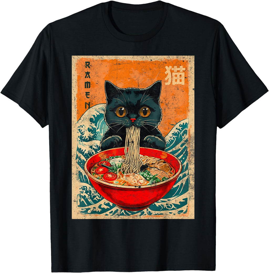 Exclusive Cat Ramen Japanese Anime T-Shirt - Aesthetic Graphic Men Women - T-Shirt, Sweatshirt, Hoodie