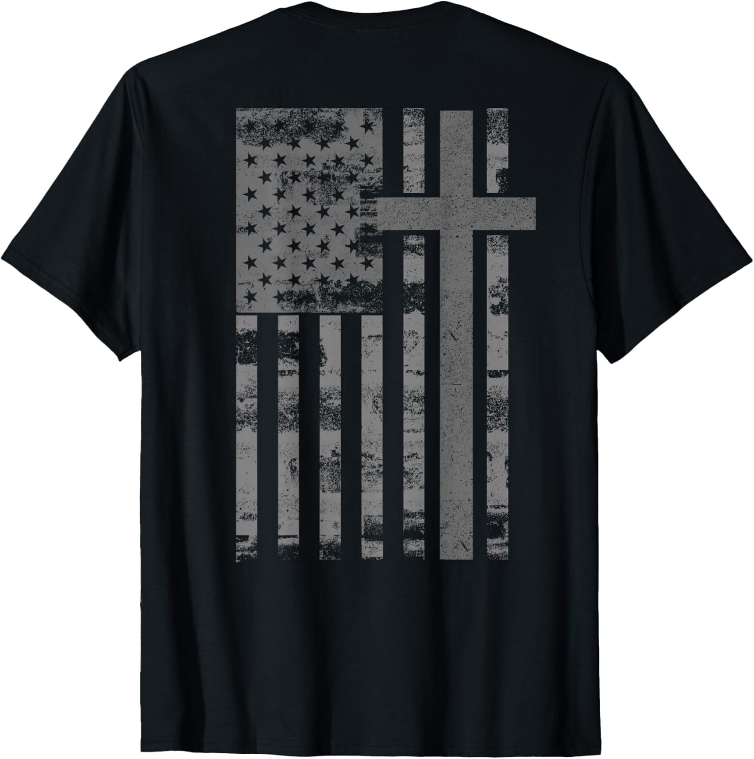 (Art on Back) American Flag Christian Faith Cross - Adult & Kids T-Shirts, Sweatshirts & Hoodies apparel design preview 1