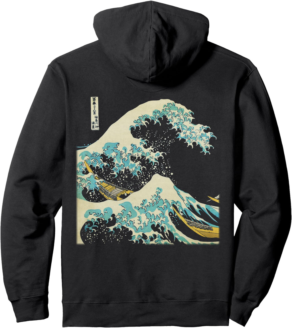 Handcrafted Hokusai Great Wave Hoodie - Custom Art Print for Adults - T-Shirt, Sweatshirt, Hoodie