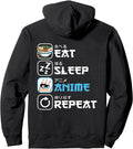 Handcrafted Eat Sleep Anime Repeat Manga T-Shirt - Custom Art Print Unisex - T-Shirt, Sweatshirt, Hoodie