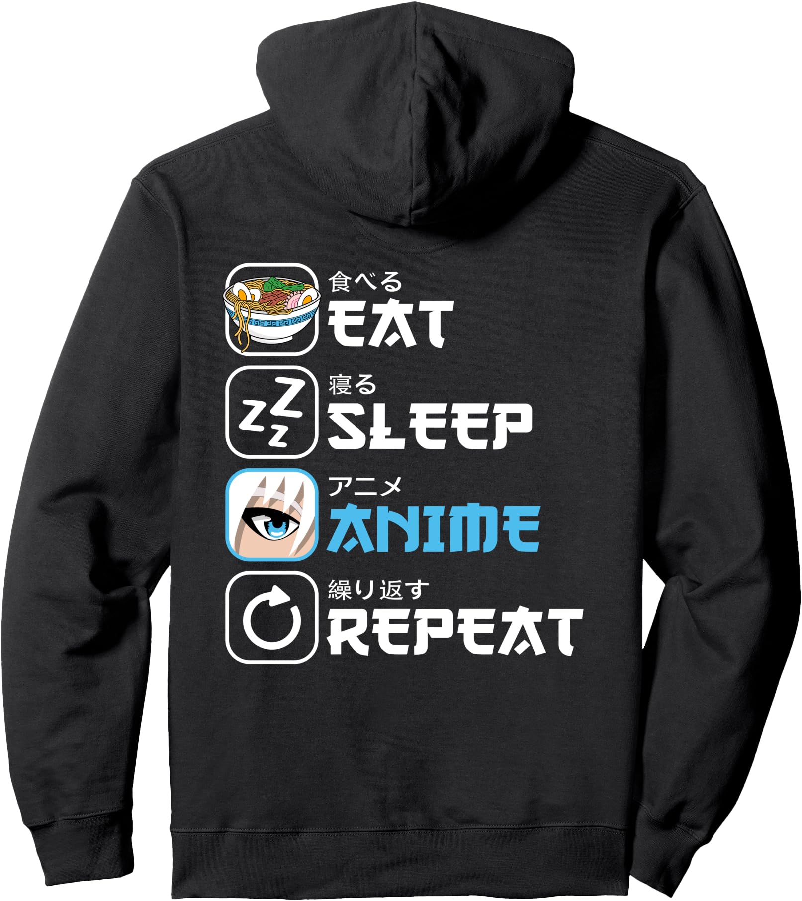 Handcrafted Eat Sleep Anime Repeat Manga T-Shirt - Custom Art Print Unisex - T-Shirt, Sweatshirt, Hoodie