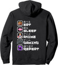Authentic Eat Sleep Anime Gaming Repeat Hoodie - Novelty Apparel Men Women - T-Shirt, Sweatshirt, Hoodie