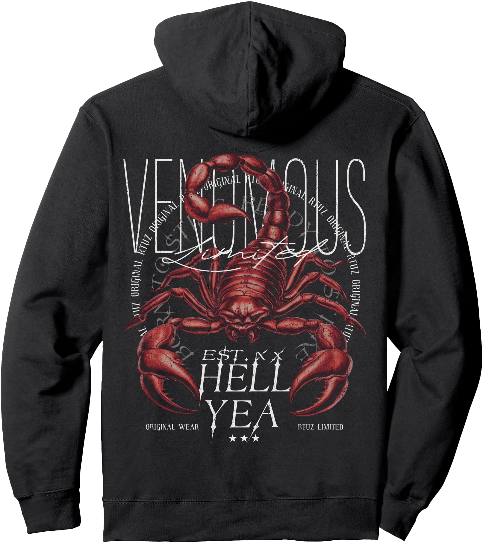 Handcrafted Rtuz Hip Hop Edgy Y2K Back Hoodie - Trendy Graphic Men Women - T-Shirt, Sweatshirt, Hoodie