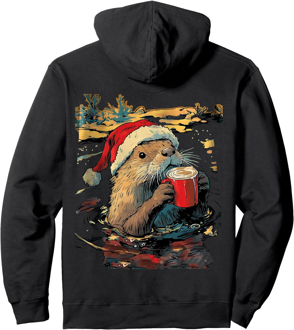 Handcrafted Otter Drinks Coffee Art T-Shirt - Casual Everyday Wear Unisex - T-Shirt, Sweatshirt, Hoodie