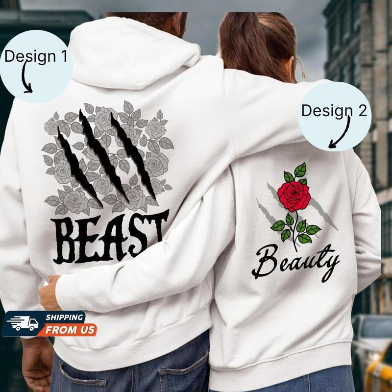 B3auty B3ast Couple Her His Matching - Adult & Kids T-Shirts, Sweatshirts & Hoodies apparel design preview 1