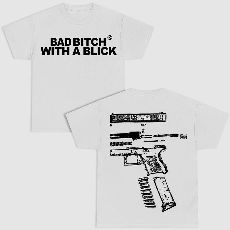 BAD B!TCH BLICK DOUBLE SIDE WHITE VERSION - Adult & Kids T-Shirts, Sweatshirts & Hoodies apparel design preview 1