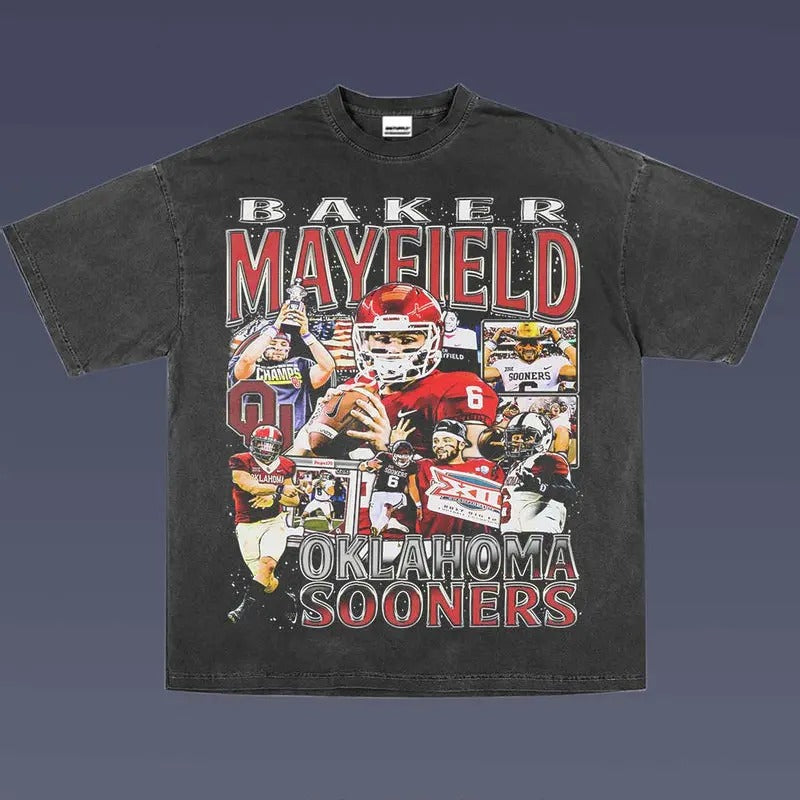 BAKER MAYFIELD 1.0 VINTAGE AMERICAN FOOTBALL FAN - Adult & Kids T-Shirts, Sweatshirts & Hoodies apparel design preview 1