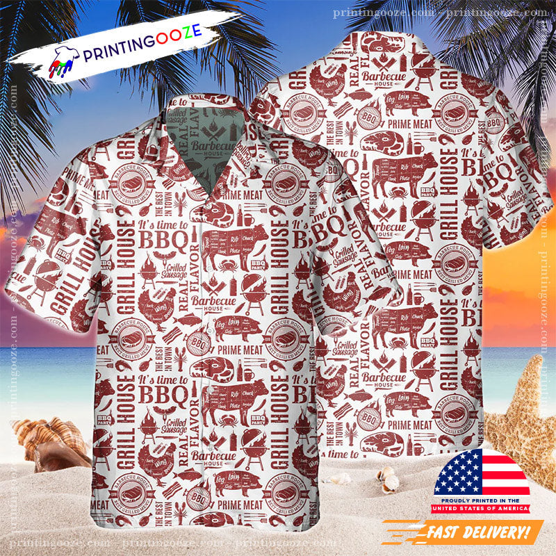 BBQ GRILL AOP Vintage Hawaiian - Adult & Kids T-Shirts, Sweatshirts & Hoodies apparel design preview 1