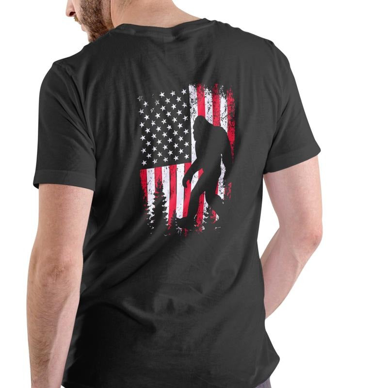 BIGFOOT AMERICAN FLAG DISSTRESSED Cotton - Adult & Kids T-Shirts, Sweatshirts & Hoodies apparel design preview 1