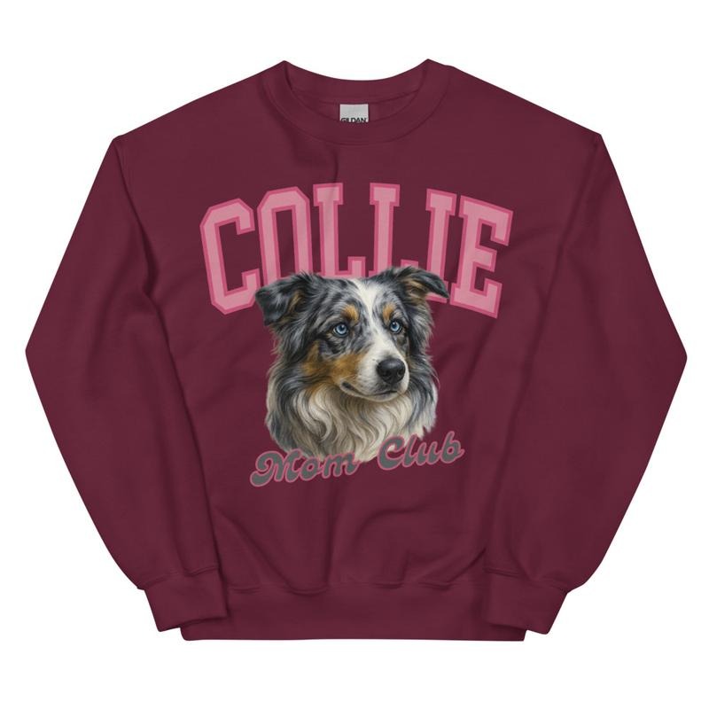 BLUE MERLE BORDER COLLIE Dog Mom Club - Adult & Kids T-Shirts, Sweatshirts & Hoodies apparel design preview 1