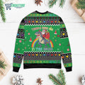 Santa Claus riding dinosaur there’s some hos in this house 3D Christmas Sweater - Holiday Gift product image 2