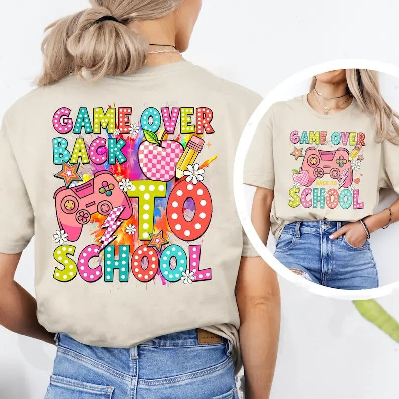 Back School Retro Game Over Life Bright Dalmatian - Adult & Kids T-Shirts, Sweatshirts & Hoodies apparel design preview 1