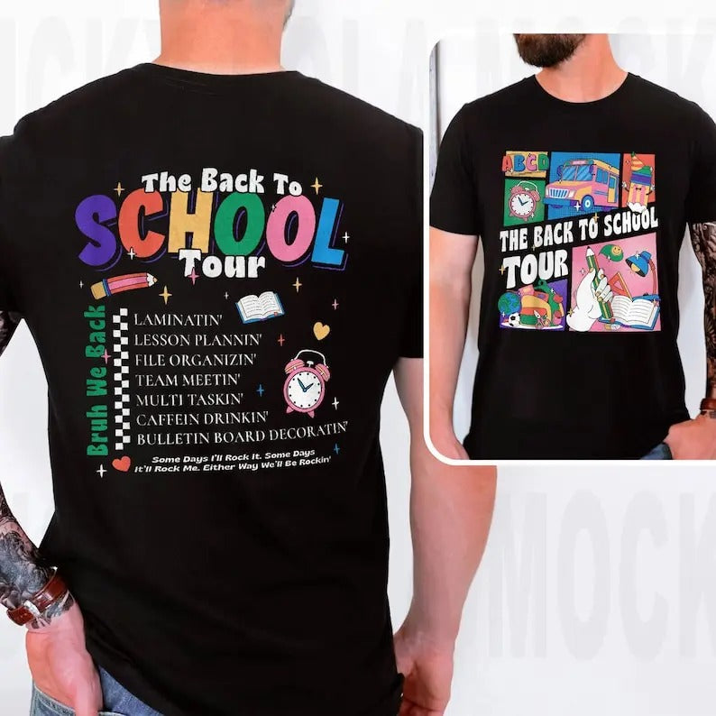 Back School Tour Abcd Teacher First Day - Adult & Kids T-Shirts, Sweatshirts & Hoodies apparel design preview 1