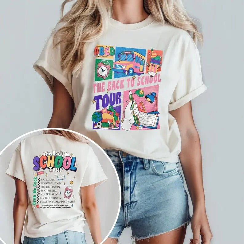 Back School Tour Abcd Teacher First Day - Adult & Kids T-Shirts, Sweatshirts & Hoodies apparel design preview 1