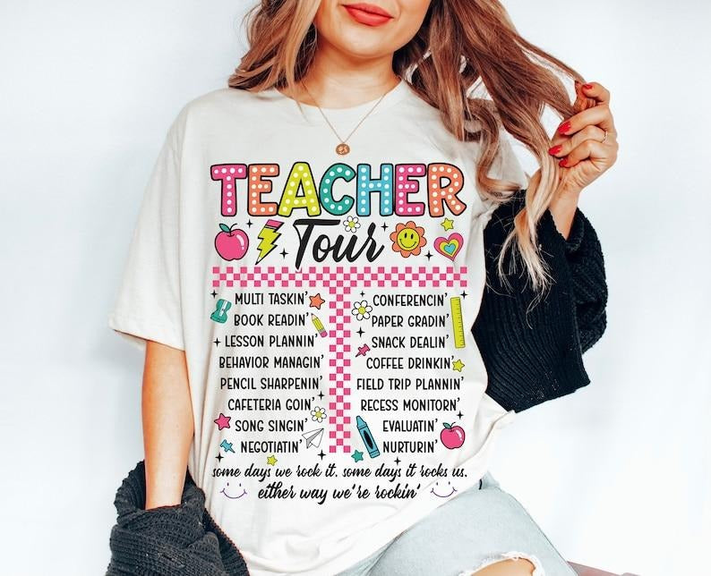 Back School Tour Retro Teacher ABCD End Year - Adult & Kids T-Shirts, Sweatshirts & Hoodies apparel design preview 1