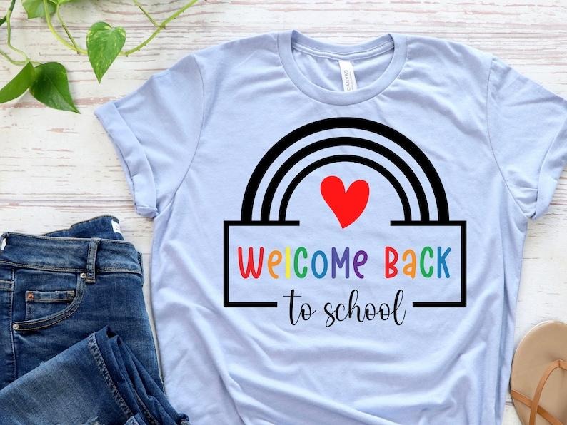 Back School Welcome Teacher Sign Cut File - Adult & Kids T-Shirts, Sweatshirts & Hoodies apparel design preview 1