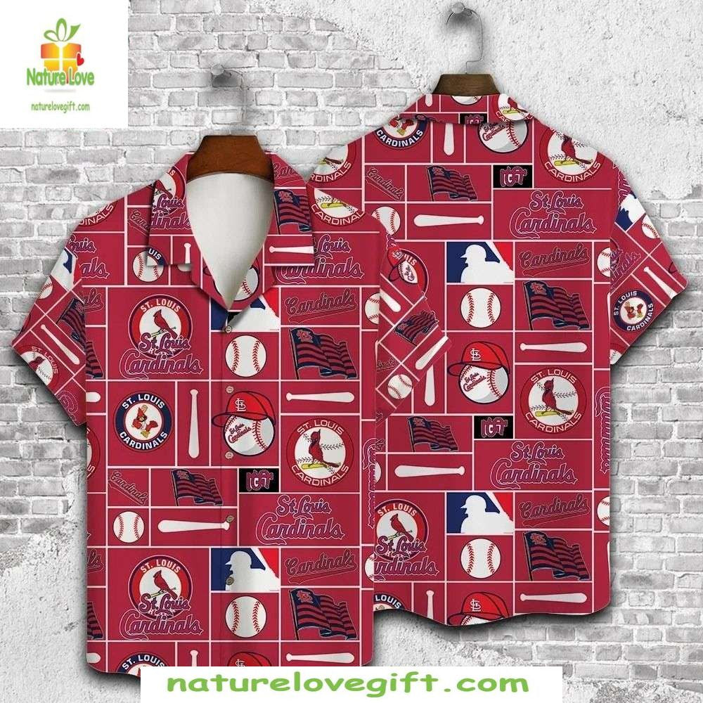 St Louis Cardinals Hawaiian Red Baseball Aloha MLB - Adult & Kids T-Shirts, Sweatshirts & Hoodies apparel design preview 1