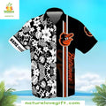 Baltimore Orioles Hawaiian Monochrome Floral - Adult & Kids T-Shirts, Sweatshirts & Hoodies apparel design preview 1